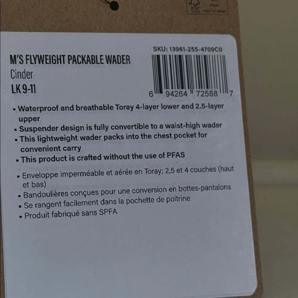 Simms Flyweight Packable Wader in the Box Size LK 9-11 - Picture 4 of 6
